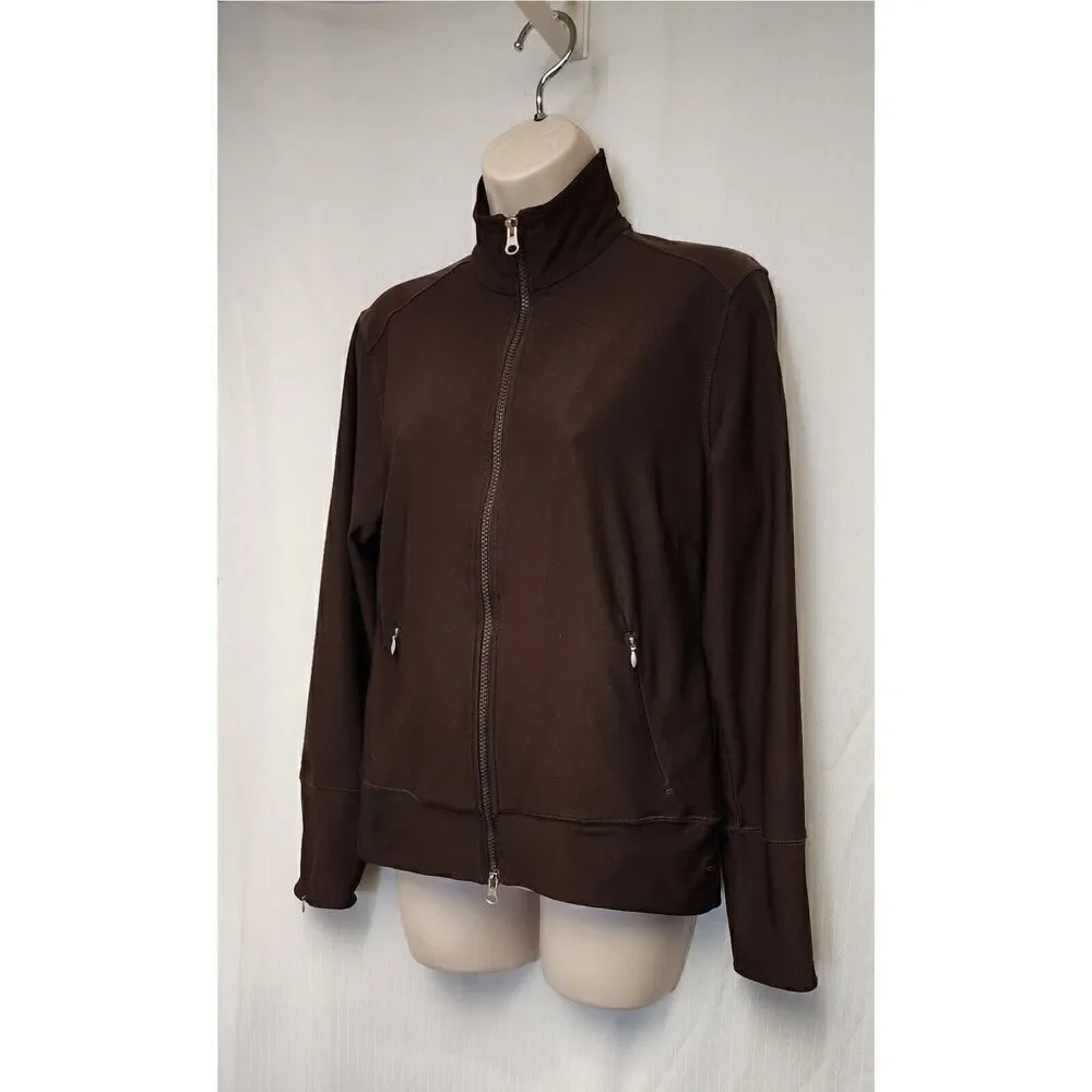 Lucy Tech Women's Size M Brown Full Zip Long Sleeve Jacket Activewear
